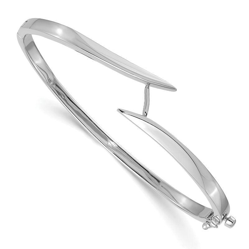 14k White Gold Complete 1/2 carat AAA Diamond Hinged Oval Bangle Bracelet