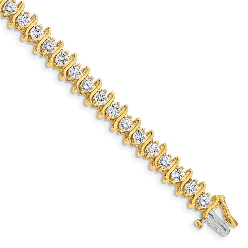 14k Complete 7.19 carat Round VS Diamond 2-prong S-link 7 inch Tennis Bracelet