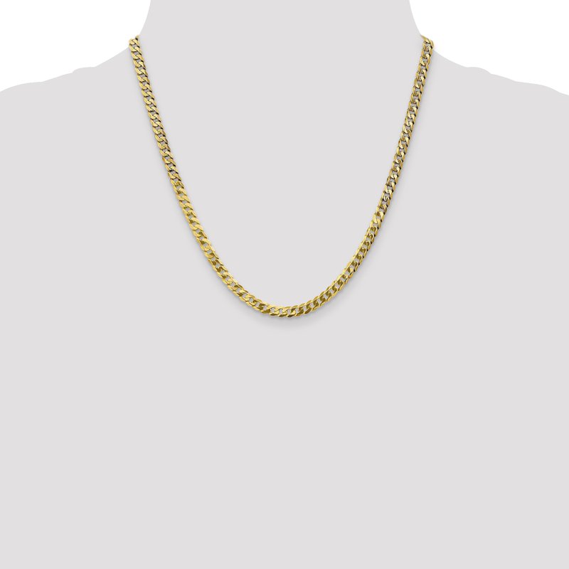 14K 26 inch 4.75mm Flat Beveled Curb with Lobster Clasp Chain
