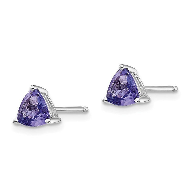 14k White Gold 5mm Trillion Tanzanite Post Earrings