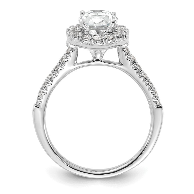 14K White Gold 1/3 carat Lab Grown Diamond VS+ F+ Semi-Mount Oval Halo Engagement Ring
