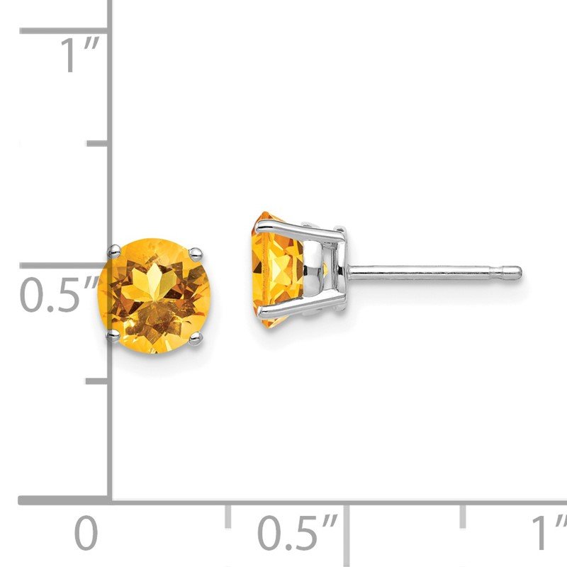 14k White Gold 6mm Round Citrine Post Earrings