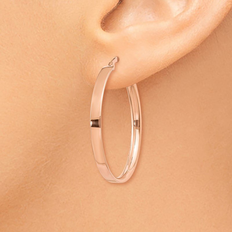 14K Rose Gold 3mm Large Hoop Earrings