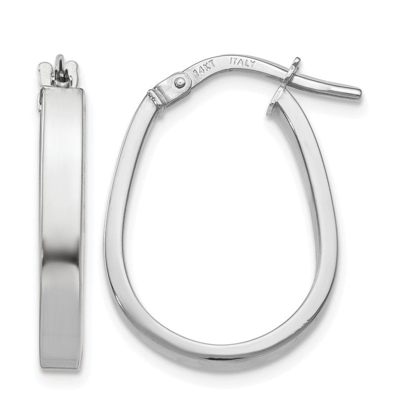 14K White Gold Polished U-Shape Hoop Earrings