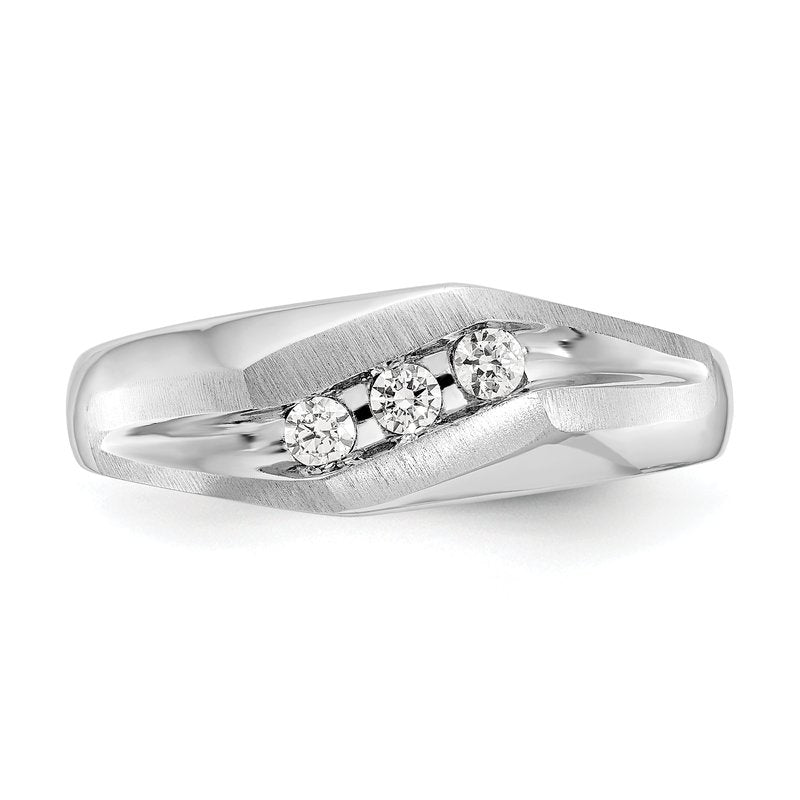 14K White Gold Men's 1/5 carat Lab Grown Diamond VS+ F+ Complete Brushed and Polished Band
