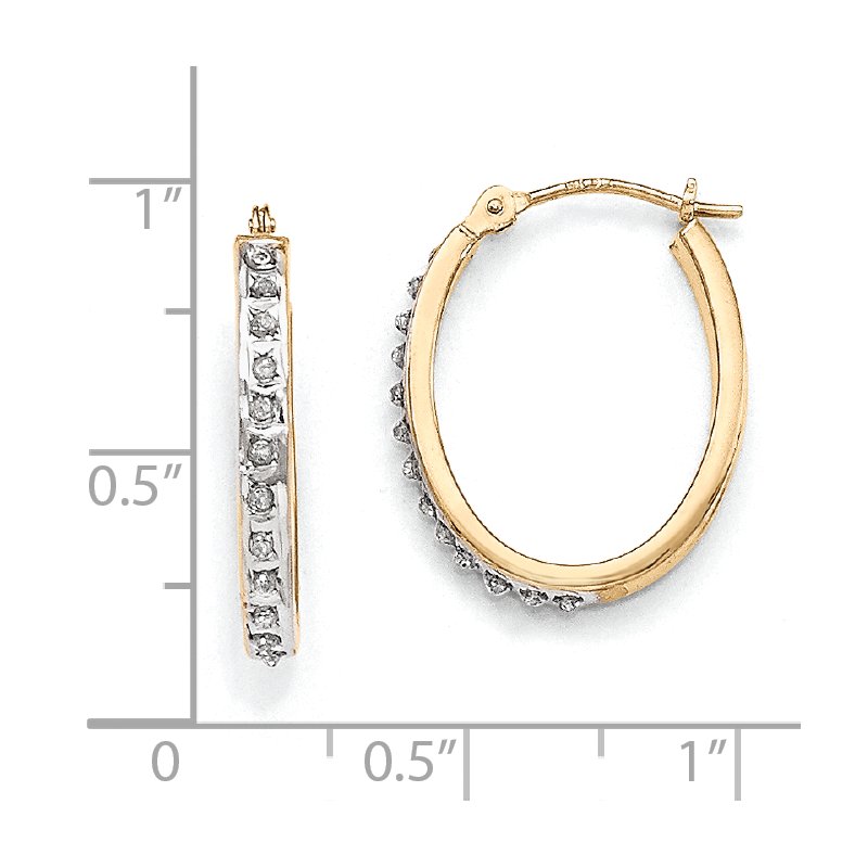 14k Diamond Fascination Oval Hinged Hoop Earrings