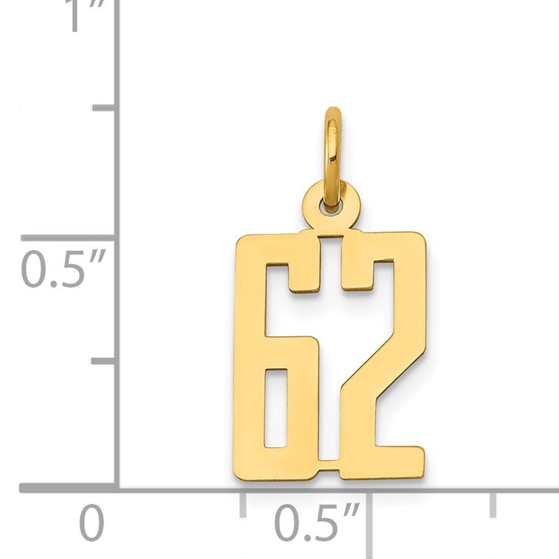 14k Small Elongated Number 62 Charm