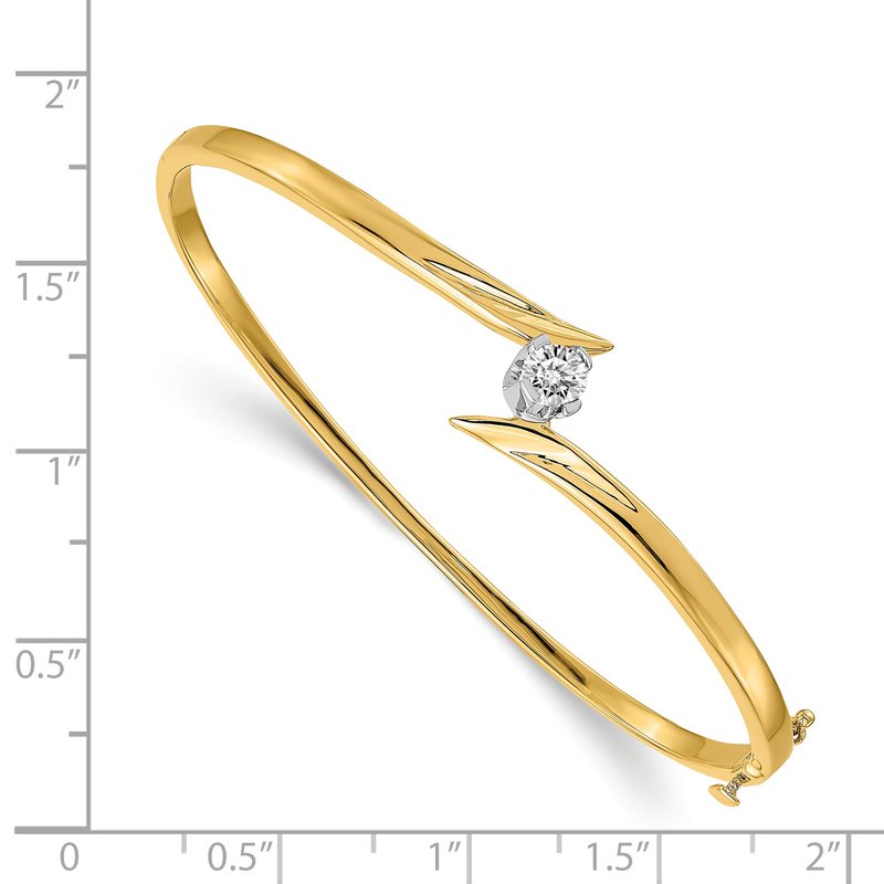 14k Two-tone Complete 1/4 carat VS Diamond Hinged Oval Bangle Bracelet