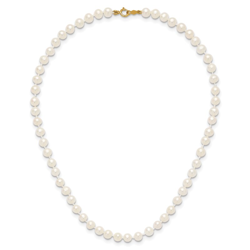 14k 4-5mm White Semi-Round Freshwater Cultured Pearl 12 inch Necklace