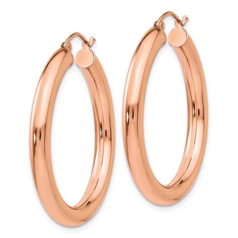 14k Rose Gold 4x35mm Polished Tube Hoop Earrings