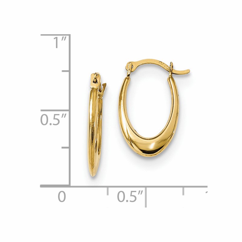 14k Polished Hollow U-Shaped Hoops