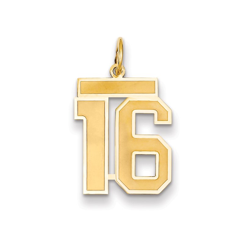 14k Medium Satin Number 16 Charm