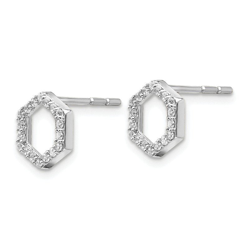 14K White Gold 1/5 carat Lab Grown Diamond VS+ F+ Complete Hexagon Post Earrings