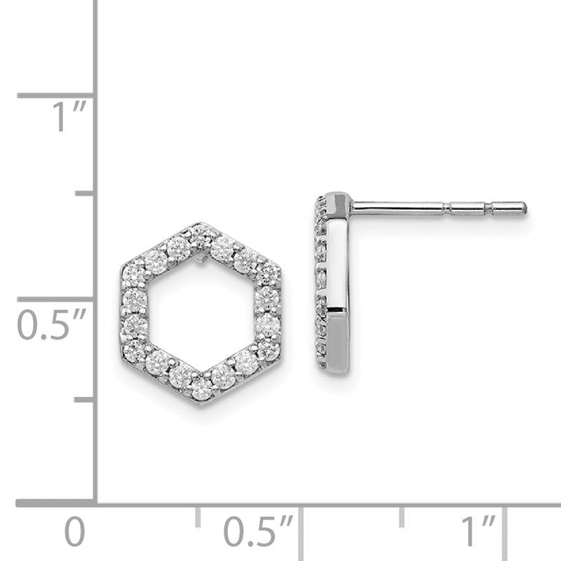 14K White Gold 1/5 carat Lab Grown Diamond VS+ F+ Complete Hexagon Post Earrings