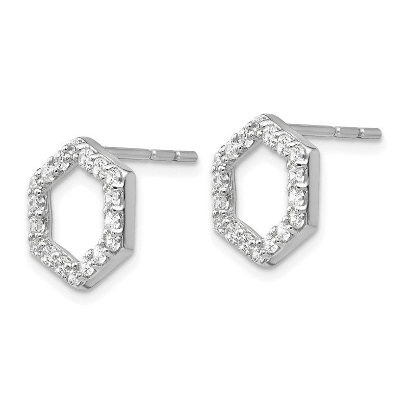 14K White Gold 1/5 carat Lab Grown Diamond VS+ F+ Complete Hexagon Post Earrings