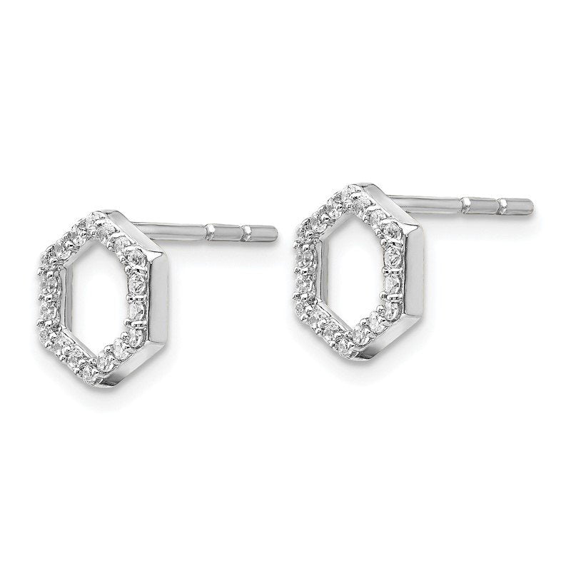 14K White Gold 1/5 carat Lab Grown Diamond VS+ F+ Complete Hexagon Post Earrings