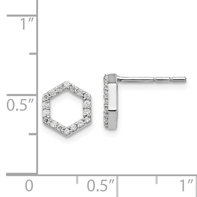 14K White Gold 1/5 carat Lab Grown Diamond VS+ F+ Complete Hexagon Post Earrings