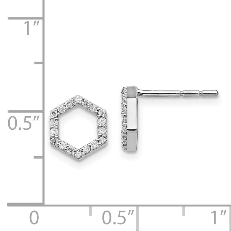 14K White Gold 1/5 carat Lab Grown Diamond VS+ F+ Complete Hexagon Post Earrings