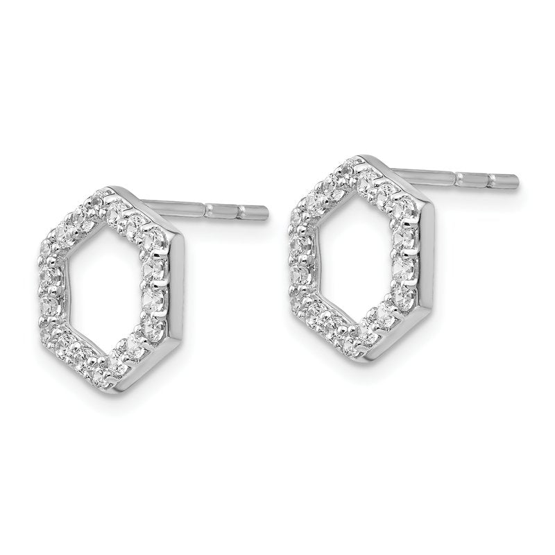 14K White Gold 1/5 carat Lab Grown Diamond VS+ F+ Complete Hexagon Post Earrings