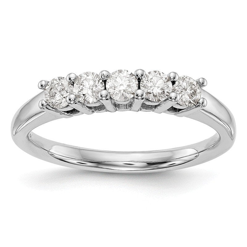 14K White Gold 1/2 carat Lab Grown Diamond VS/SI  D E F  5 Stone Ring