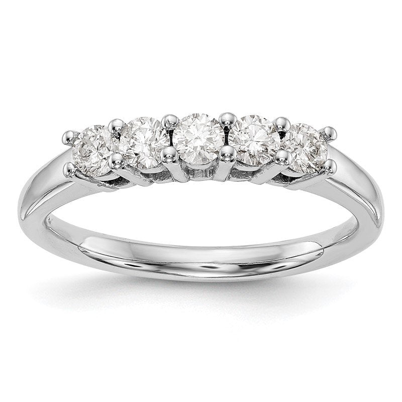14K White Gold 1/2 carat Lab Grown Diamond VS/SI  D E F  5 Stone Ring