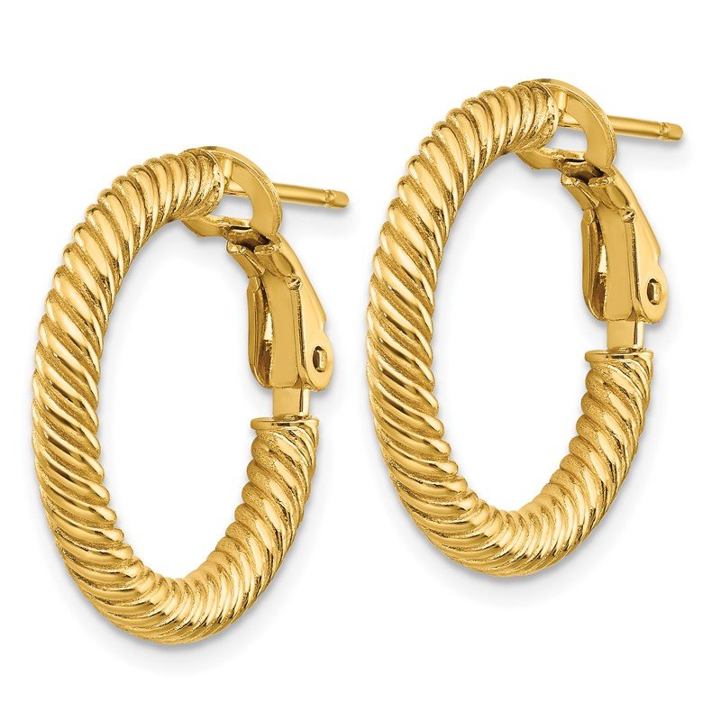14k 3x15mm Twisted Round Hoop Earrings