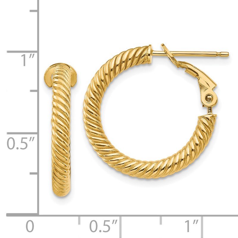 14k 3x15mm Twisted Round Hoop Earrings