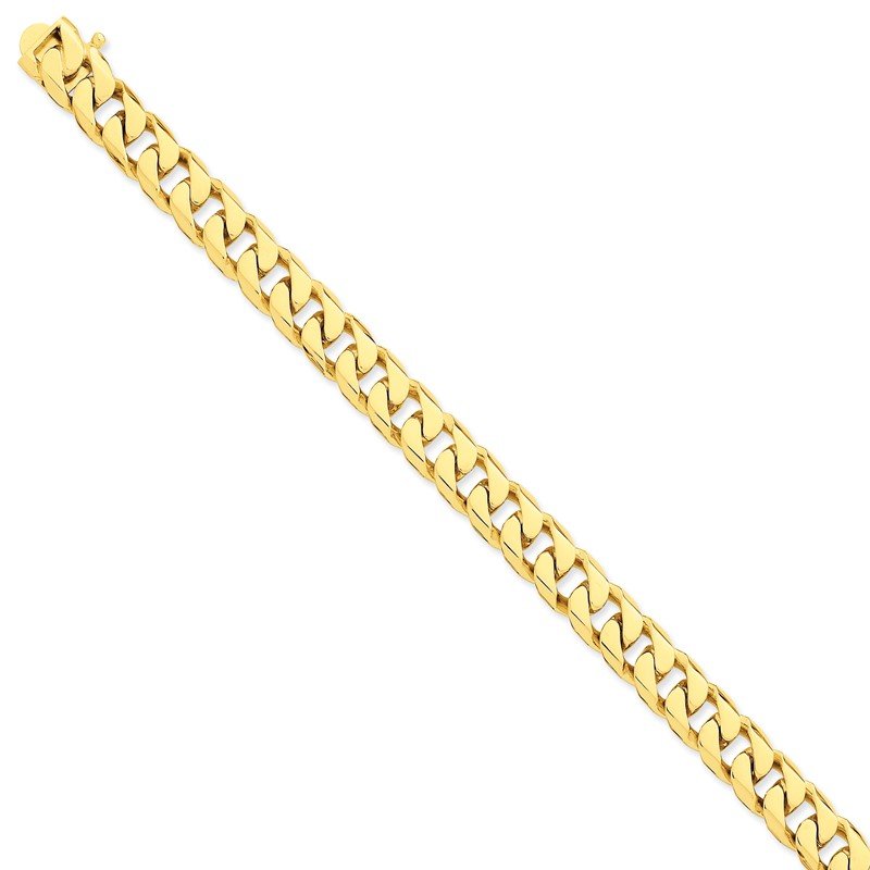 14K 20 inch 9.7mm Hand Polished Flat Beveled Curb Link with Box Catch Clasp Chain