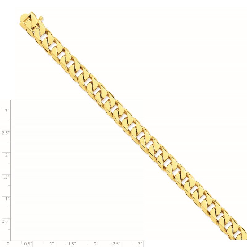 14K 20 inch 9.7mm Hand Polished Flat Beveled Curb Link with Box Catch Clasp Chain