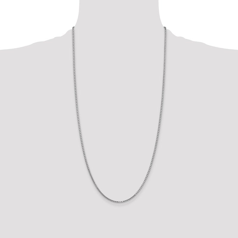 14K White Gold 26 inch 1.9mm Box with Lobster Clasp Chain