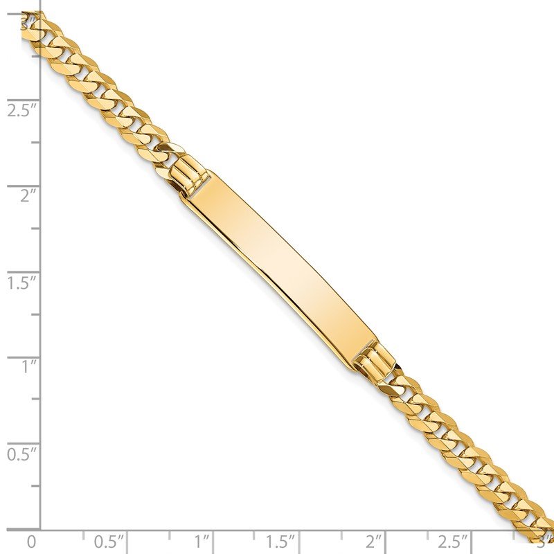 14k Polished Solid Chain/Solid Plate Curb Link 34x7mm Plate 7 inch ID Bracelet