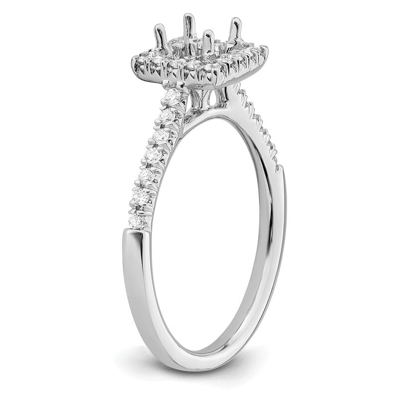 14K White Gold 1/3 carat Lab Grown Diamond VS+ F+ Semi-Mount Princess Halo Engagement Ring