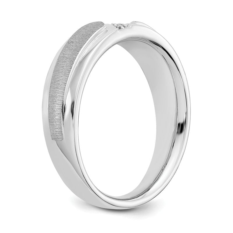 14K White Gold Men's 1/20 carat Lab Grown Diamond VS/SI  D E F  Brushed and Polished Band