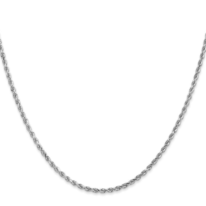 14K White Gold 2mm Diamond-Cut Rope Chain Anklet
