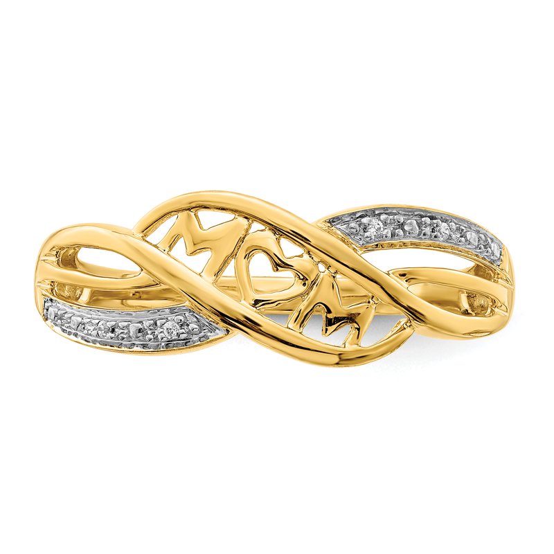14k w/Rhodium Diamond MOM Ring