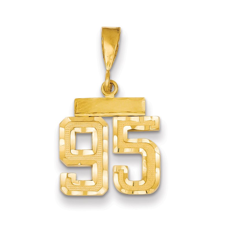 14k Small Brushed Diamond-cut Number 95 Charm