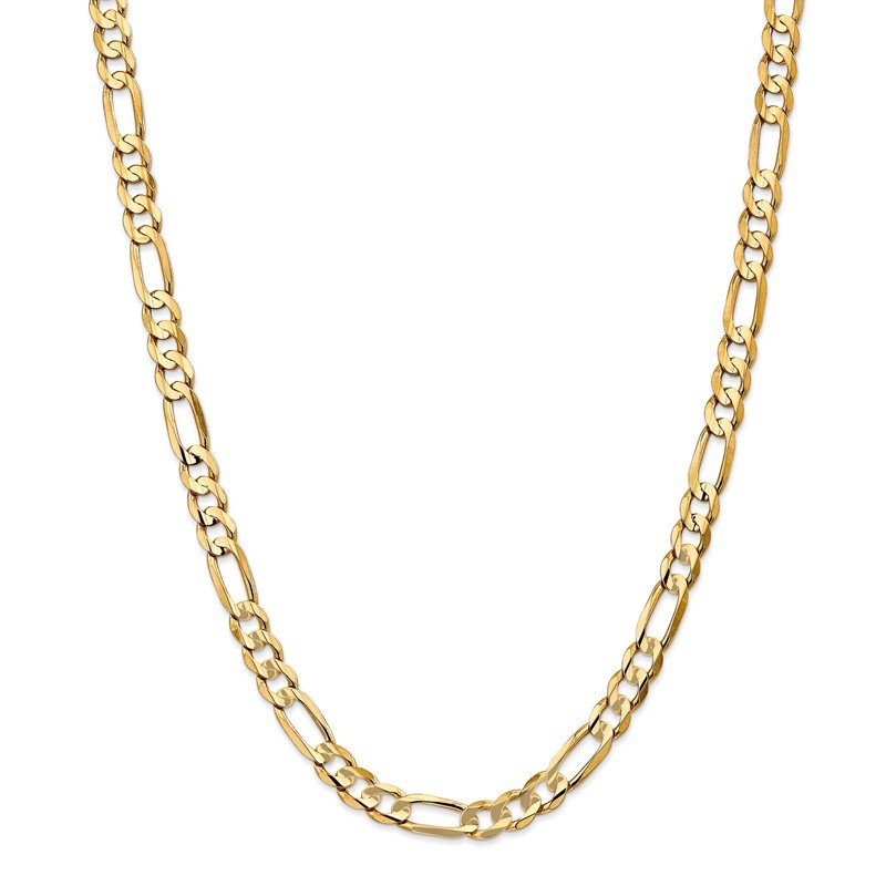 14K 26 inch 6.75mm Concave Open Figaro with Lobster Clasp Chain