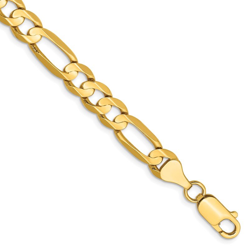 14K 26 inch 6.75mm Concave Open Figaro with Lobster Clasp Chain