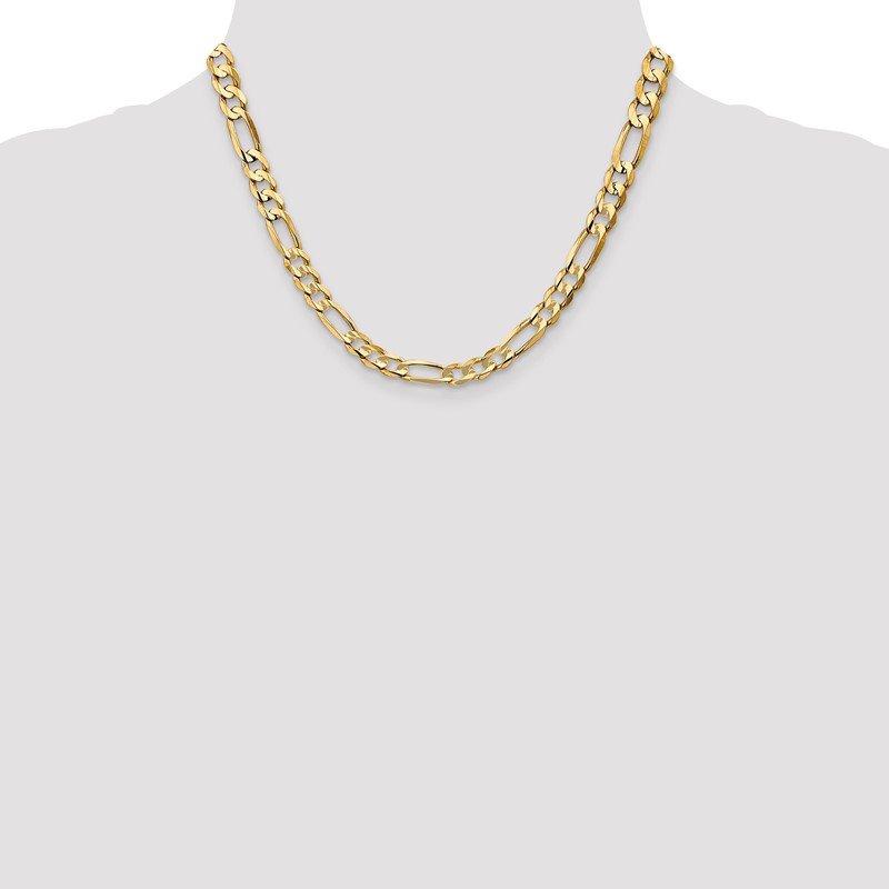 14K 26 inch 6.75mm Concave Open Figaro with Lobster Clasp Chain