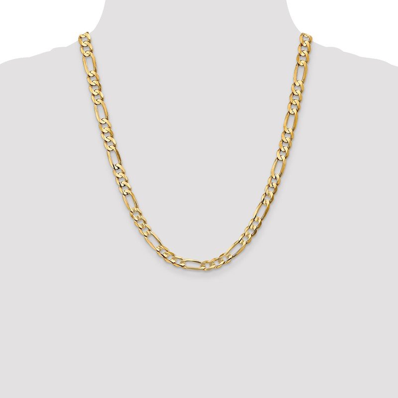 14K 26 inch 6.75mm Concave Open Figaro with Lobster Clasp Chain
