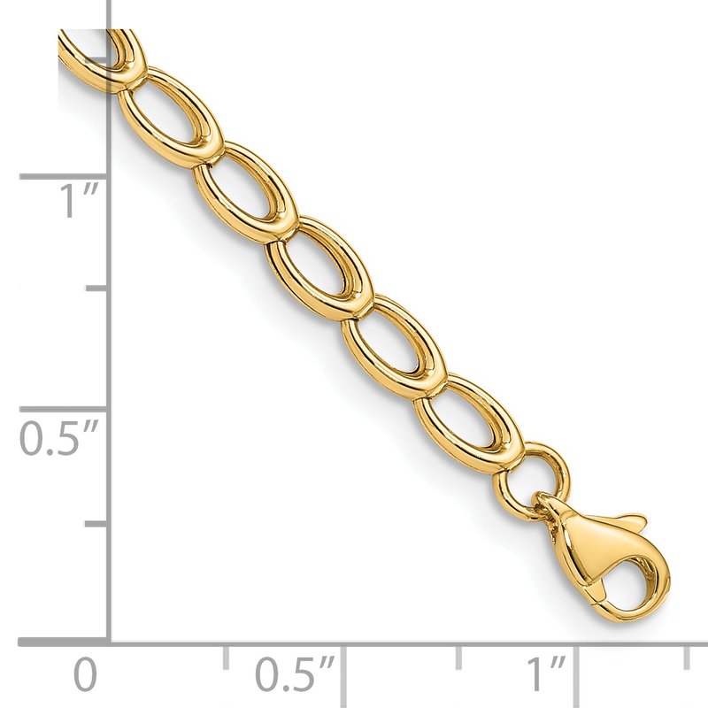 14K Polished Oval Open Link 7.5 inch Bracelet