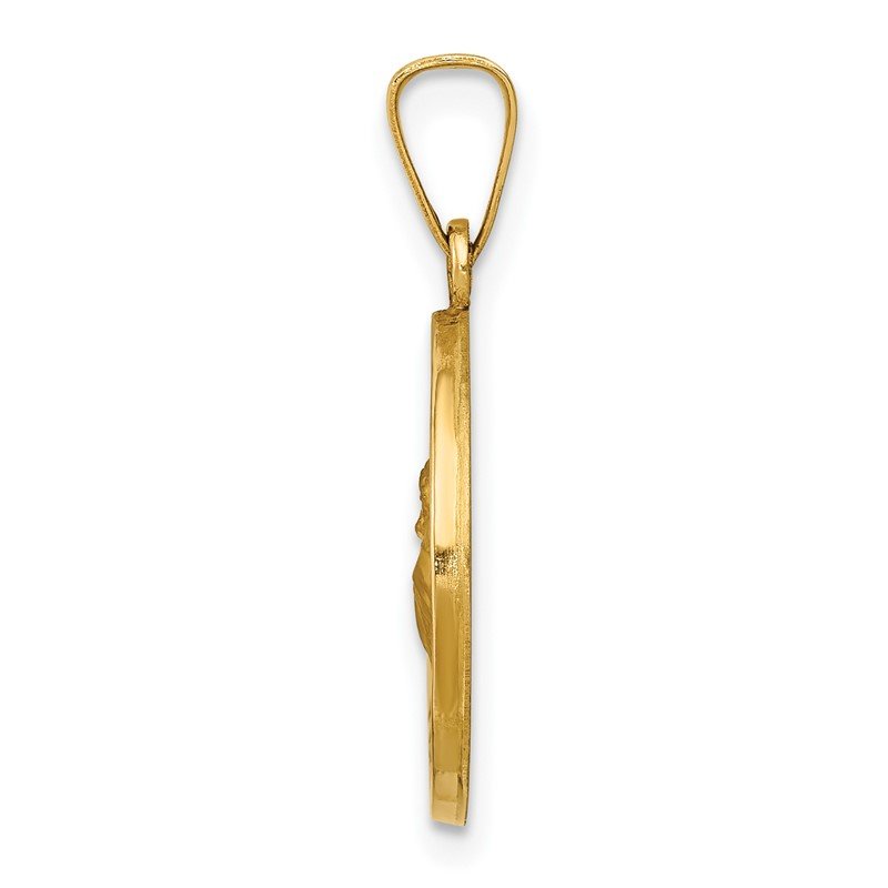 14k Polished and Satin Hollow St. Anthony Medal Pendant