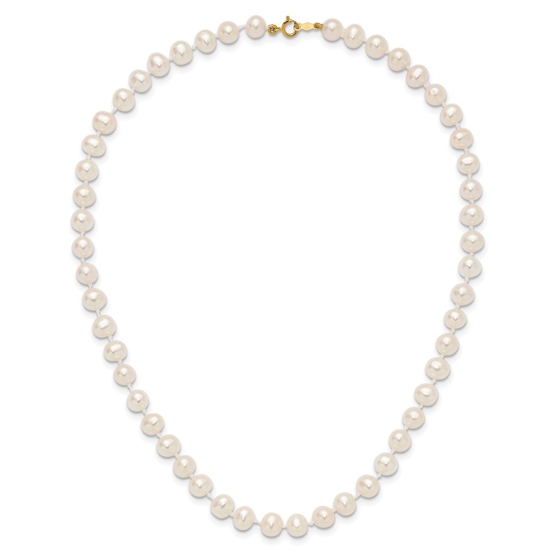 14k 6-7mm White Semi-Round Freshwater Cultured Pearl 12 inch Necklace