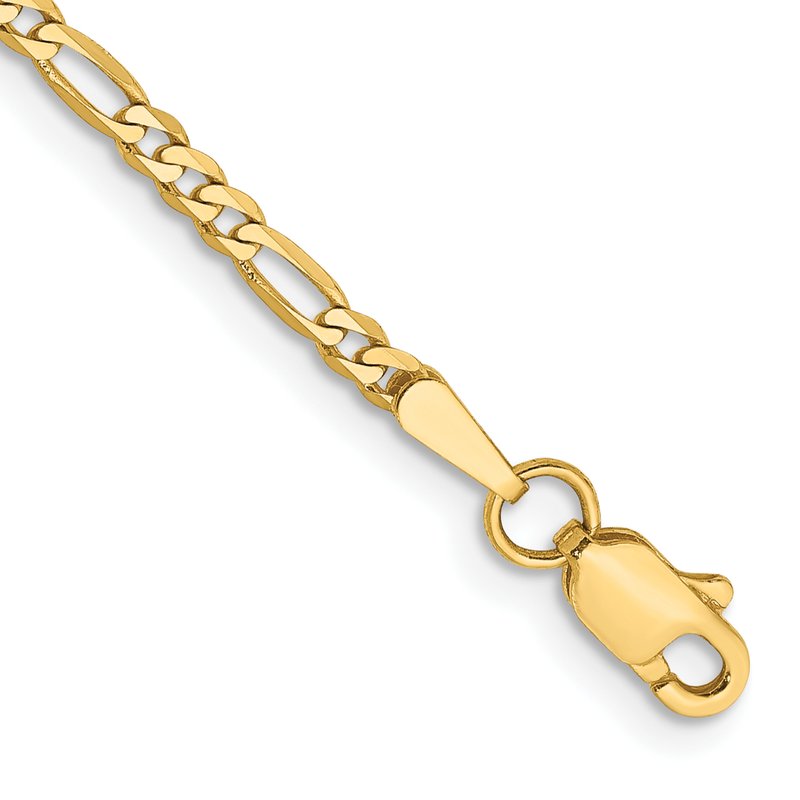 14K 26 inch 2.25mm Flat Figaro with Lobster Clasp Chain