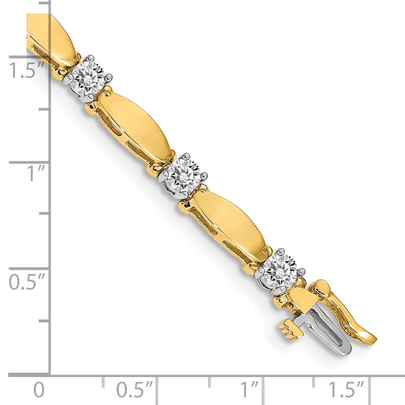 14k Two-tone Complete 2.75 carat Round AAA Diamond Curved Bar Link 7 inch Tennis Bracelet