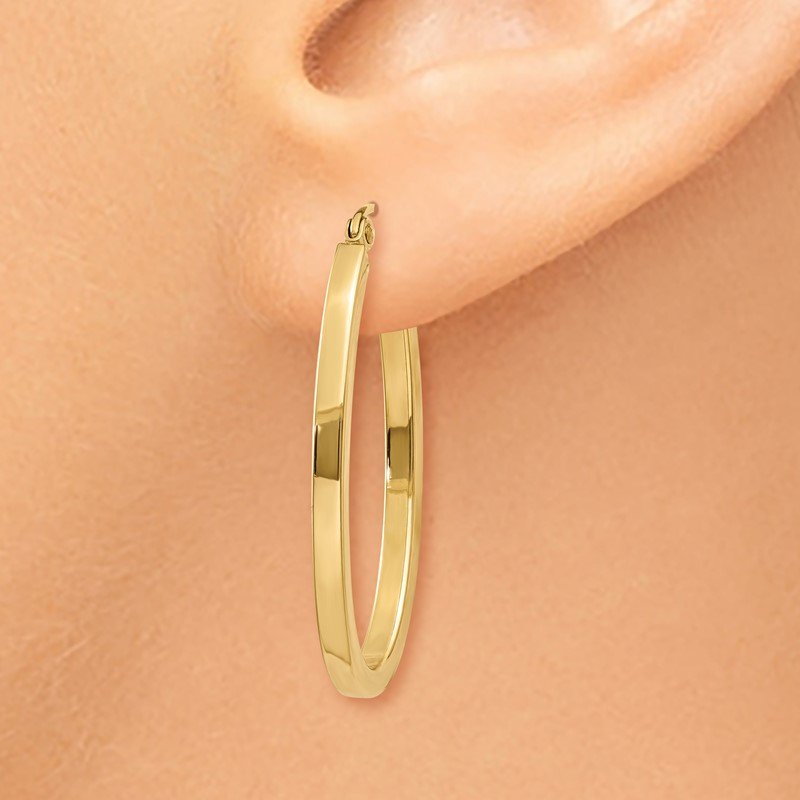 14k 2mm Oval Hoop Earrings