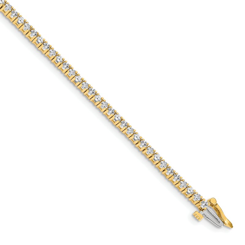 14k Complete 1.84 carat Round AAA Diamond 4-prong 7 inch Tennis Bracelet