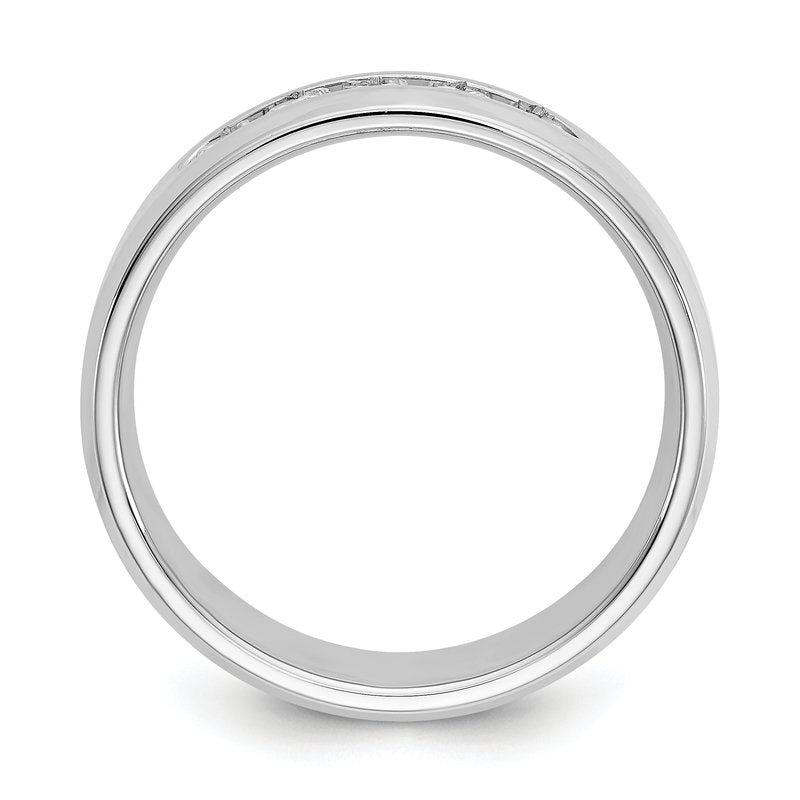 14K White Gold Men's 1/2 carat Lab Grown Diamond VS/SI  D E F  5 Stone Beveled Edge Size 11 Band