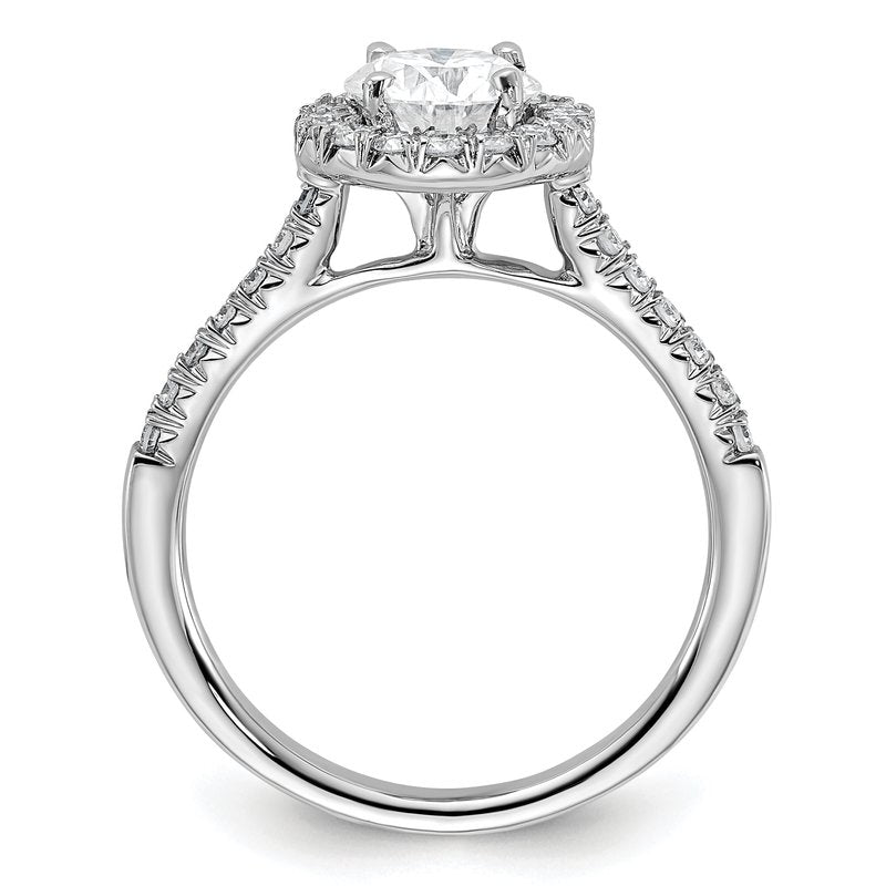 14K White Gold 1/4 carat Lab Grown Diamond VS+ F+ Semi-Mount Round Halo Engagement Ring