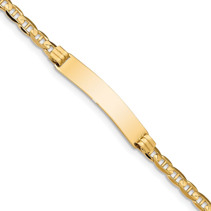 14k Polished Solid Chain/Solid Plate Anchor Link 33.5x7mm Plate 7 inch ID Bracelet